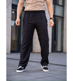Erkek Keten Cepli Çıma Dikişli jogger Buggy Pantalon Rahat kalıp - Siyah