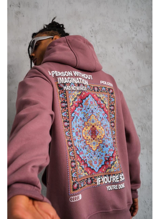 Erkek 3 İplik Pamuklu Kapüşonlu Baskılı Cepli Sweatshirt Hoodie - Gül Kurusu Erkek 3 İplik Pamuklu Kapüşonlu Baskılı Cepli Sweatshirt Hoodie - Gül Kurusu