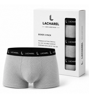 Erkek Likralı Pamuklu Nefes Alan Penye Boxer 3'lü Paket - Gri