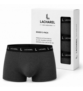 Erkek Likralı Pamuklu Nefes Alan Penye Boxer 3'lü Paket - Füme