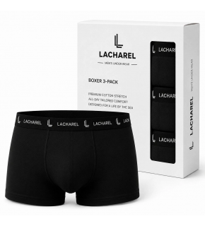 Erkek Likralı Pamuklu Nefes Alan Penye Boxer 3'lü Paket - Siyah