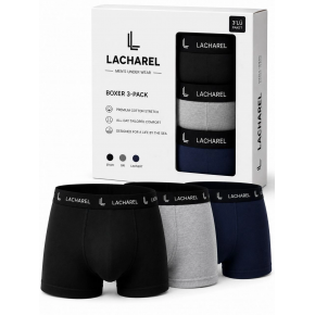 Erkek Likralı Pamuklu Nefes Alan Penye Boxer 3'lü Paket - Siyah - Gri - Lacivert