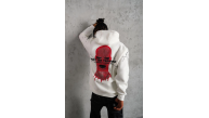 Erkek 3 İplik Pamuklu Kapüşonlu Baskılı Cepli Oversize Sweatshirt Hoodie - Beyaz Erkek 3 İplik Pamuklu Kapüşonlu Baskılı Cepli Oversize Sweatshirt Hoodie - Beyaz