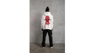 Erkek 3 İplik Pamuklu Kapüşonlu Baskılı Cepli Oversize Sweatshirt Hoodie - Beyaz Erkek 3 İplik Pamuklu Kapüşonlu Baskılı Cepli Oversize Sweatshirt Hoodie - Beyaz