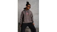 Erkek 3 İplik Pamuklu Kapüşonlu Baskılı Cepli Oversize Sweatshirt Hoodie - Gri Erkek 3 İplik Pamuklu Kapüşonlu Baskılı Cepli Oversize Sweatshirt Hoodie - Gri