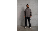 Erkek 3 İplik Pamuklu Kapüşonlu Baskılı Cepli Oversize Sweatshirt Hoodie - Gri Erkek 3 İplik Pamuklu Kapüşonlu Baskılı Cepli Oversize Sweatshirt Hoodie - Gri