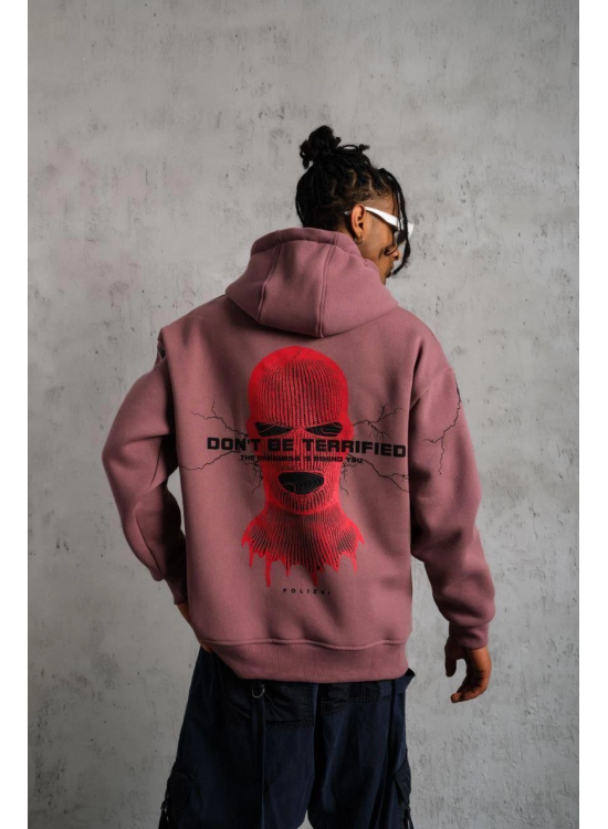 Erkek 3 İplik Pamuklu Kapüşonlu Baskılı Cepli Sweatshirt Hoodie - Gül Kurusu Erkek 3 İplik Pamuklu Kapüşonlu Baskılı Cepli Sweatshirt Hoodie - Gül Kurusu
