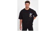 Erkek Melek Baskılı T-Shirt Kısa Kol Bisiklet Yaka Rahat Kalıp Günlük Tişört - Siyah Erkek Melek Baskılı T-Shirt Kısa Kol Bisiklet Yaka Rahat Kalıp Günlük Tişört - Siyah