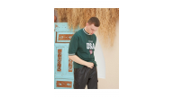 Erkek Bisiklet Yaka Tişört Nakış İşlemeli Kısa Kol Oversize T-Shirt - Yeşil Erkek Bisiklet Yaka Tişört Nakış İşlemeli Kısa Kol Oversize T-Shirt - Yeşil