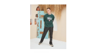 Erkek Bisiklet Yaka Tişört Nakış İşlemeli Kısa Kol Oversize T-Shirt - Yeşil Erkek Bisiklet Yaka Tişört Nakış İşlemeli Kısa Kol Oversize T-Shirt - Yeşil