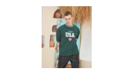 Erkek Bisiklet Yaka Tişört Nakış İşlemeli Kısa Kol Oversize T-Shirt - Yeşil Erkek Bisiklet Yaka Tişört Nakış İşlemeli Kısa Kol Oversize T-Shirt - Yeşil