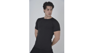 Erkek Omuz Fileli T-Shirt Kısa Kol Bisiklet Yaka Slimfit Tişört   - Siyah