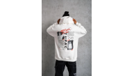 Erkek 3 İplik Pamuklu Kapüşonlu Baskılı Cepli Oversize Sweatshirt Hoodie - Beyaz Erkek 3 İplik Pamuklu Kapüşonlu Baskılı Cepli Oversize Sweatshirt Hoodie - Beyaz