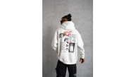 Erkek 3 İplik Pamuklu Kapüşonlu Baskılı Cepli Oversize Sweatshirt Hoodie - Beyaz Erkek 3 İplik Pamuklu Kapüşonlu Baskılı Cepli Oversize Sweatshirt Hoodie - Beyaz
