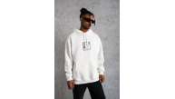 Erkek 3 İplik Pamuklu Kapüşonlu Baskılı Cepli Oversize Sweatshirt Hoodie - Beyaz Erkek 3 İplik Pamuklu Kapüşonlu Baskılı Cepli Oversize Sweatshirt Hoodie - Beyaz