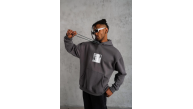 Erkek 3 İplik Pamuklu Kapüşonlu Baskılı Cepli Oversize Sweatshirt Hoodie - Gri Erkek 3 İplik Pamuklu Kapüşonlu Baskılı Cepli Oversize Sweatshirt Hoodie - Gri