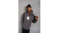 Erkek 3 İplik Pamuklu Kapüşonlu Baskılı Cepli Oversize Sweatshirt Hoodie - Gri Erkek 3 İplik Pamuklu Kapüşonlu Baskılı Cepli Oversize Sweatshirt Hoodie - Gri