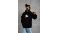 Erkek 3 İplik Pamuklu Kapüşonlu Baskılı Cepli Oversize Sweatshirt Hoodie - Siyah Erkek 3 İplik Pamuklu Kapüşonlu Baskılı Cepli Oversize Sweatshirt Hoodie - Siyah