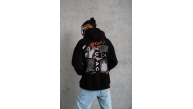 Erkek 3 İplik Pamuklu Kapüşonlu Baskılı Cepli Oversize Sweatshirt Hoodie - Siyah Erkek 3 İplik Pamuklu Kapüşonlu Baskılı Cepli Oversize Sweatshirt Hoodie - Siyah