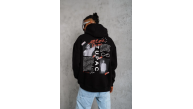 Erkek 3 İplik Pamuklu Kapüşonlu Baskılı Cepli Oversize Sweatshirt Hoodie - Siyah Erkek 3 İplik Pamuklu Kapüşonlu Baskılı Cepli Oversize Sweatshirt Hoodie - Siyah