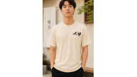 Erkek Ön ve Arka Tokyo Kuş Çiçek Baskılı Oversize T-Shirt - Ekru Erkek Ön ve Arka Tokyo Kuş Çiçek Baskılı Oversize T-Shirt - Ekru