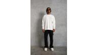 Erkek Oversize Sweatshirt Ön ve Sırt Baskılı 3 İplik Pamuklu - Beyaz Erkek Oversize Sweatshirt Ön ve Sırt Baskılı 3 İplik Pamuklu - Beyaz