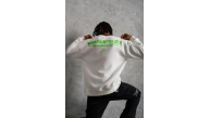 Erkek Oversize Sweatshirt Ön ve Sırt Baskılı 3 İplik Pamuklu - Beyaz Erkek Oversize Sweatshirt Ön ve Sırt Baskılı 3 İplik Pamuklu - Beyaz
