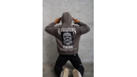Erkek 3 İplik Pamuklu Baskılı Kapüşonlu Cepli Sweatshirt Hoodie - Gri