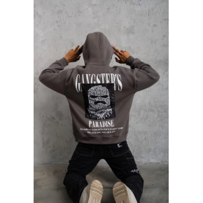 Erkek 3 İplik Pamuklu Baskılı Kapüşonlu Cepli Sweatshirt Hoodie - Gri