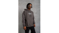 Erkek 3 İplik Pamuklu Baskılı Kapüşonlu Cepli Sweatshirt Hoodie - Gri