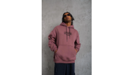 Erkek 3 İplik Pamuklu Kapüşonlu Baskılı Cepli Oversize Sweatshirt Hoodie - Gül Kurusu