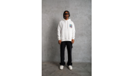 Erkek 3 İplik Pamuklu Kapüşonlu Baskılı Cepli Oversize Sweatshirt Hoodie - Beyaz Erkek 3 İplik Pamuklu Kapüşonlu Baskılı Cepli Oversize Sweatshirt Hoodie - Beyaz