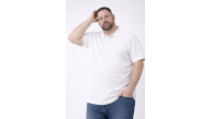 Erkek Polo Yaka Düğmeli Tişört Pike Kumaş Battal Beden Kısa Kol T-Shirt - Beyaz Erkek Polo Yaka Düğmeli Tişört Pike Kumaş Battal Beden Kısa Kol T-Shirt - Beyaz