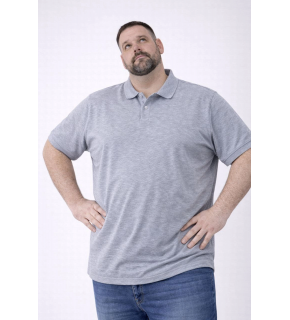 Erkek Polo Yaka Düğmeli Pike Kumaş Tişört Battal Beden Kısa Kol T-Shirt - Gri