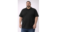 Erkek Polo Yaka Düğmeli Tişört Pike Kumaş Battal Beden Kısa Kol T-Shirt - Siyah