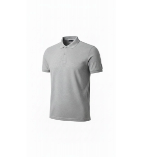 Erkek Polo Yaka Düğmeli Pike Kumaş Tişört Regular Fit Kısa Kol T-Shirt - Gri