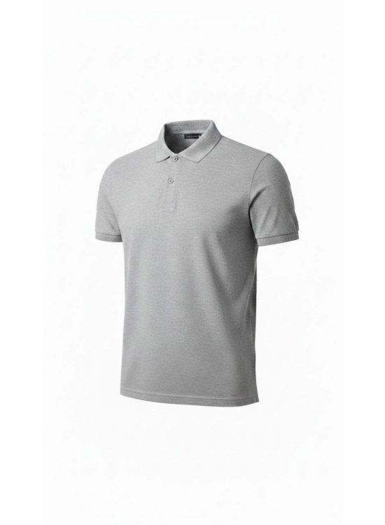 Erkek Polo Yaka Düğmeli Pike Kumaş Tişört Regular Fit Kısa Kol T-Shirt - Gri Erkek Polo Yaka Düğmeli Pike Kumaş Tişört Regular Fit Kısa Kol T-Shirt - Gri