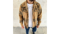 Erkek Düğmeli Gömlek Polar Sweatshirt Yumuşak Dokulu Oversize Kalıp -Sarı Erkek Düğmeli Gömlek Polar Sweatshirt Yumuşak Dokulu Oversize Kalıp -Sarı