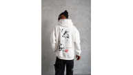 Erkek 3 İplik Pamuklu Kapüşonlu Baskılı Cepli Oversize Sweatshirt Hoodie - Beyaz Erkek 3 İplik Pamuklu Kapüşonlu Baskılı Cepli Oversize Sweatshirt Hoodie - Beyaz