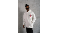 Erkek 3 İplik Pamuklu Kapüşonlu Baskılı Cepli Oversize Sweatshirt Hoodie - Beyaz Erkek 3 İplik Pamuklu Kapüşonlu Baskılı Cepli Oversize Sweatshirt Hoodie - Beyaz