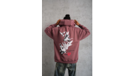 Erkek 3 İplik Pamuklu Kapüşonlu Baskılı Cepli Oversize Sweatshirt Hoodie - Gül Kurusu Erkek 3 İplik Pamuklu Kapüşonlu Baskılı Cepli Oversize Sweatshirt Hoodie - Gül Kurusu