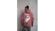 Erkek 3 İplik Pamuklu Kapüşonlu Baskılı Cepli Oversize Sweatshirt Hoodie - Gül Kurusu Erkek 3 İplik Pamuklu Kapüşonlu Baskılı Cepli Oversize Sweatshirt Hoodie - Gül Kurusu