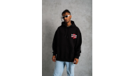 Erkek 3 İplik Pamuklu Kapüşonlu Baskılı Cepli Oversize Sweatshirt Hoodie - Siyah Erkek 3 İplik Pamuklu Kapüşonlu Baskılı Cepli Oversize Sweatshirt Hoodie - Siyah