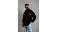 Erkek 3 İplik Pamuklu Kapüşonlu Baskılı Cepli Oversize Sweatshirt Hoodie - Siyah Erkek 3 İplik Pamuklu Kapüşonlu Baskılı Cepli Oversize Sweatshirt Hoodie - Siyah