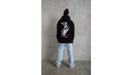 Erkek 3 İplik Pamuklu Kapüşonlu Baskılı Cepli Oversize Sweatshirt Hoodie - Siyah Erkek 3 İplik Pamuklu Kapüşonlu Baskılı Cepli Oversize Sweatshirt Hoodie - Siyah