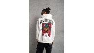 Erkek 3 İplik Pamuklu Kapüşonlu Baskılı Cepli Oversize Sweatshirt Hoodie - Beyaz Erkek 3 İplik Pamuklu Kapüşonlu Baskılı Cepli Oversize Sweatshirt Hoodie - Beyaz