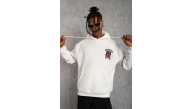 Erkek 3 İplik Pamuklu Kapüşonlu Baskılı Cepli Oversize Sweatshirt Hoodie - Beyaz Erkek 3 İplik Pamuklu Kapüşonlu Baskılı Cepli Oversize Sweatshirt Hoodie - Beyaz