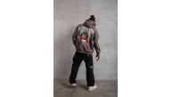 Erkek 3 İplik Pamuklu Kapüşonlu Baskılı Cepli Oversize Sweatshirt Hoodie - Gri