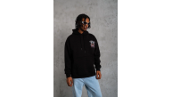 Erkek 3 İplik Pamuklu Kapüşonlu Baskılı Cepli Oversize Sweatshirt Hoodie - Siyah Erkek 3 İplik Pamuklu Kapüşonlu Baskılı Cepli Oversize Sweatshirt Hoodie - Siyah