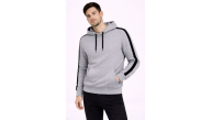 Erkek Şeritli Kapüşonlu Sweatshirt Oversize 3 iplik Pamuklu Hoodie - Gri Erkek Şeritli Kapüşonlu Sweatshirt Oversize 3 iplik Pamuklu Hoodie - Gri